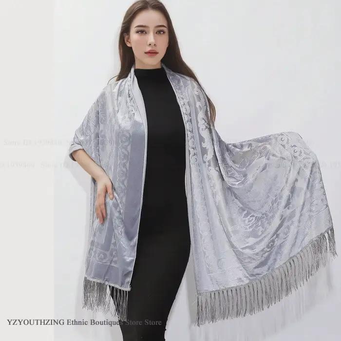 Femmes velours écharpe châle femme longue Jacquard foulards Noble
