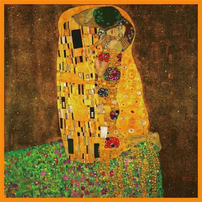 Foulard en soie femmes Klimt baiser imprimer foulards carrés tête Echarpes Foulards en soie Femme enveloppes châles de plage Bandana dame Hijabs 90CM