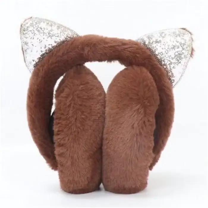 Cache-oreilles chat mignon pour femmes filles enfants hiver chaud fausse fourrure de lapin doux cachemire