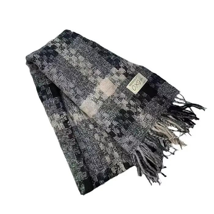 Nouvelle écharpe à carreaux tissée pour femmes en automne et en hiver