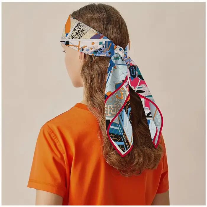 Foulard en soie femmes atelier imprimer foulards carrés tête Echarpes
