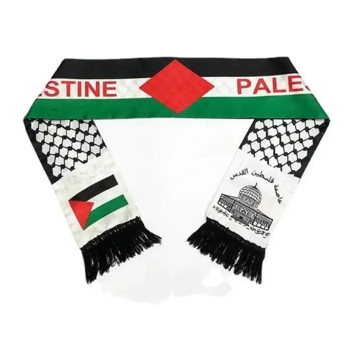 Écharpe Palestine colorée à la mode, drapeau palestinien, ensemble écharpe, chapeau et gants, tricotée en polyester, pour femmes, mariage, anniversaire, cérémonies de remise de prix