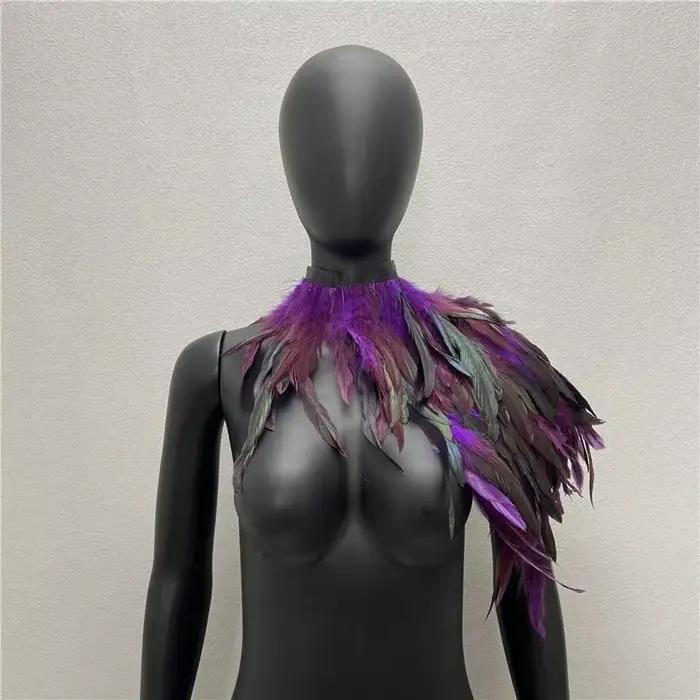 Une épaule plume luxe écharpe femmes Snood Style gothique