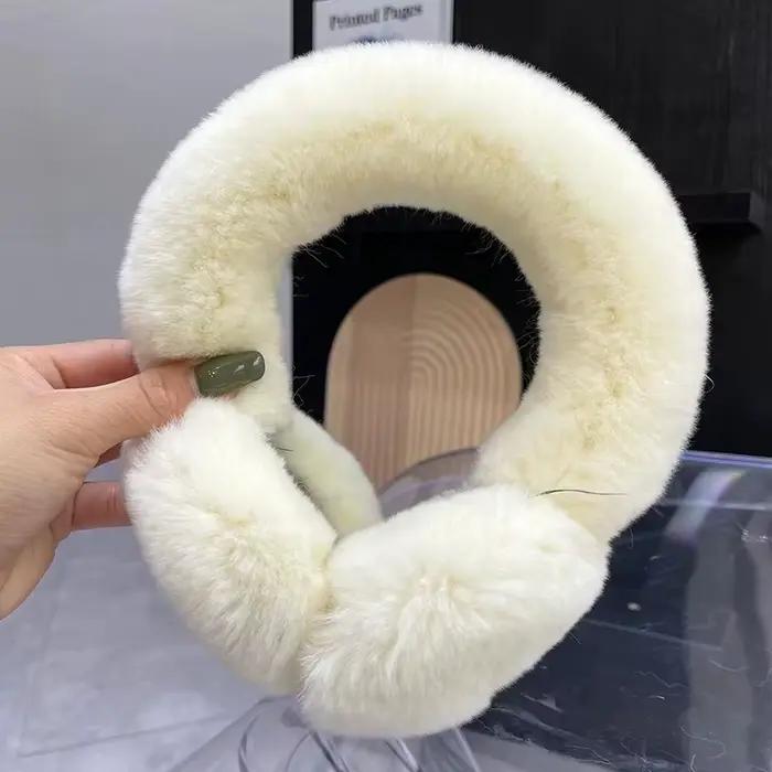 Cache-oreilles en fourrure de vrai lapin Rex pour temps froid