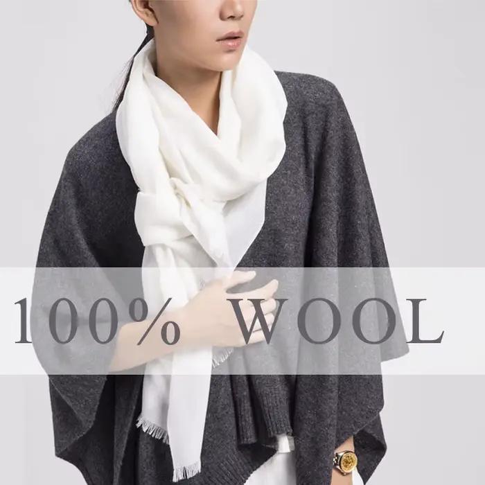 Écharpe en laine de marque Solid Love pour femmes, châles et enveloppes d'hiver, poncho, protection solaire, style fashion, voyage, printemps, automne, blanc, kaki, vert armée
