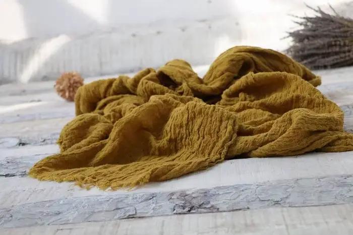 Femmes rides coton lin foulards enveloppes amples couleur unie Vintage écharpe femme 2020