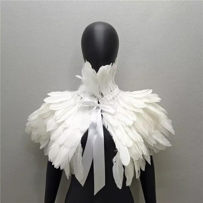 Dress Cape Halloween Wedding Party Shawl Scarf Women Neck Scarves Woman Gothic Style Turkey Shawls Feather