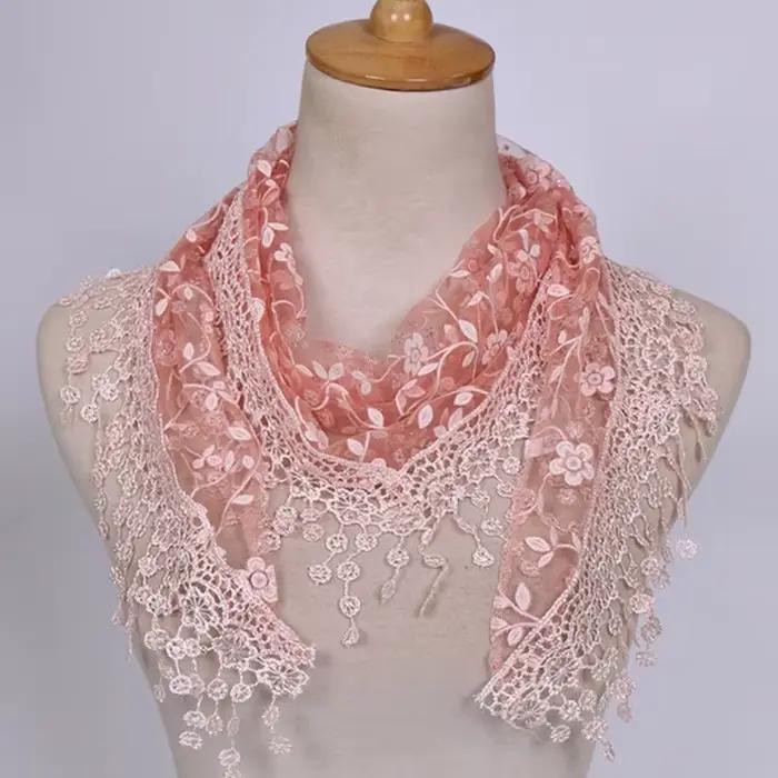 Écharpe Triangle en dentelle florale pour femme