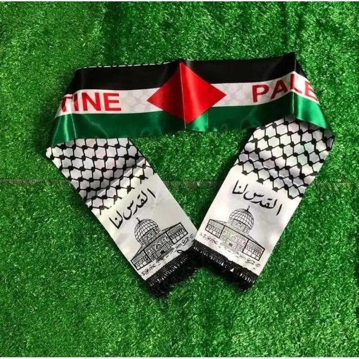 Écharpe Palestine colorée à la mode, drapeau palestinien, ensemble écharpe, chapeau et gants, tricotée en polyester, pour femmes, mariage, anniversaire, cérémonies de remise de prix