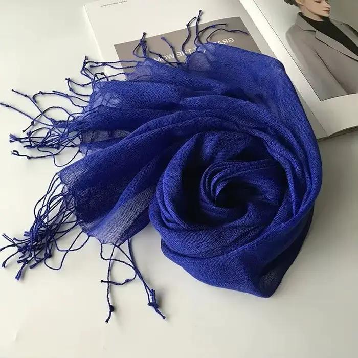 100% foulard en lin pour femmes foulards femme style japonais respirant noir vert jaune rose jaune solide foulards en lin