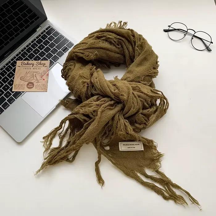 Écharpe Vintage avec pompon déchiré pour hommes et femmes