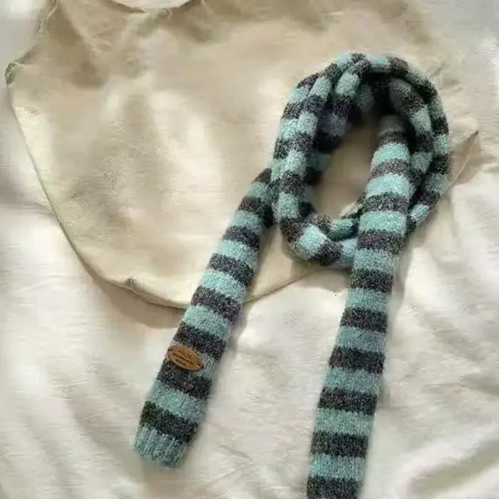 Foulard Long en coton à rayures noires et grises pour femmes