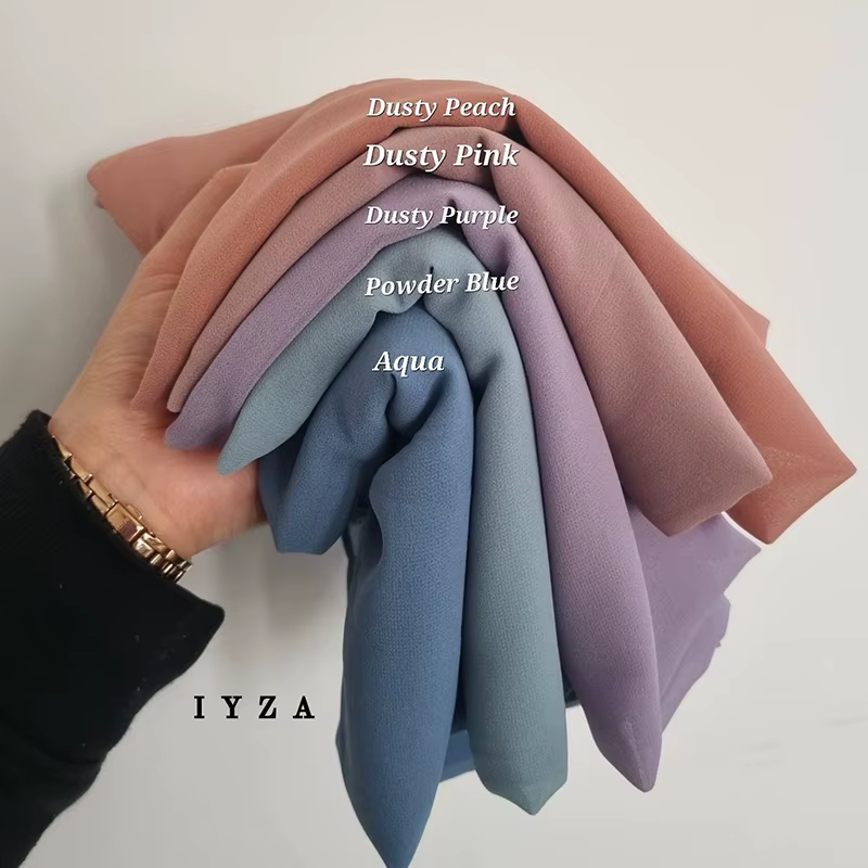 2025 foulard Hijab musulman avec fermeture éclair plaine bulle en mousseline de soie prêt à porter v