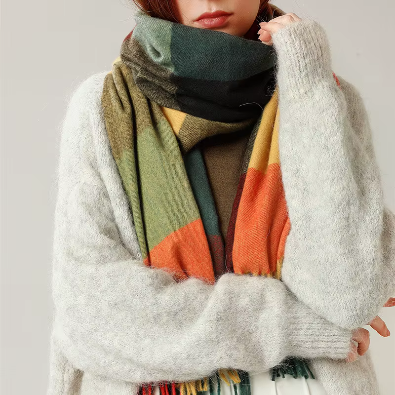 2024 Designer tricoté printemps hiver femmes écharpe plaid chaud cachemire foulards châle marque de 