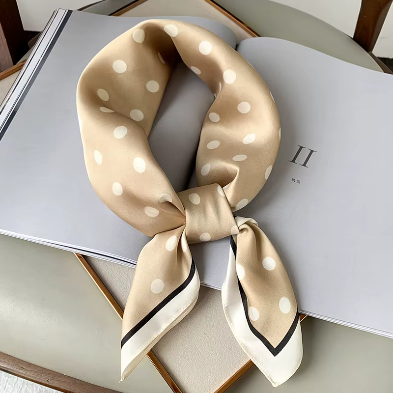 Écharpe carrée à pois pour femme, châles et enveloppes de luxe, petit sac à la mode, écharpes pour c