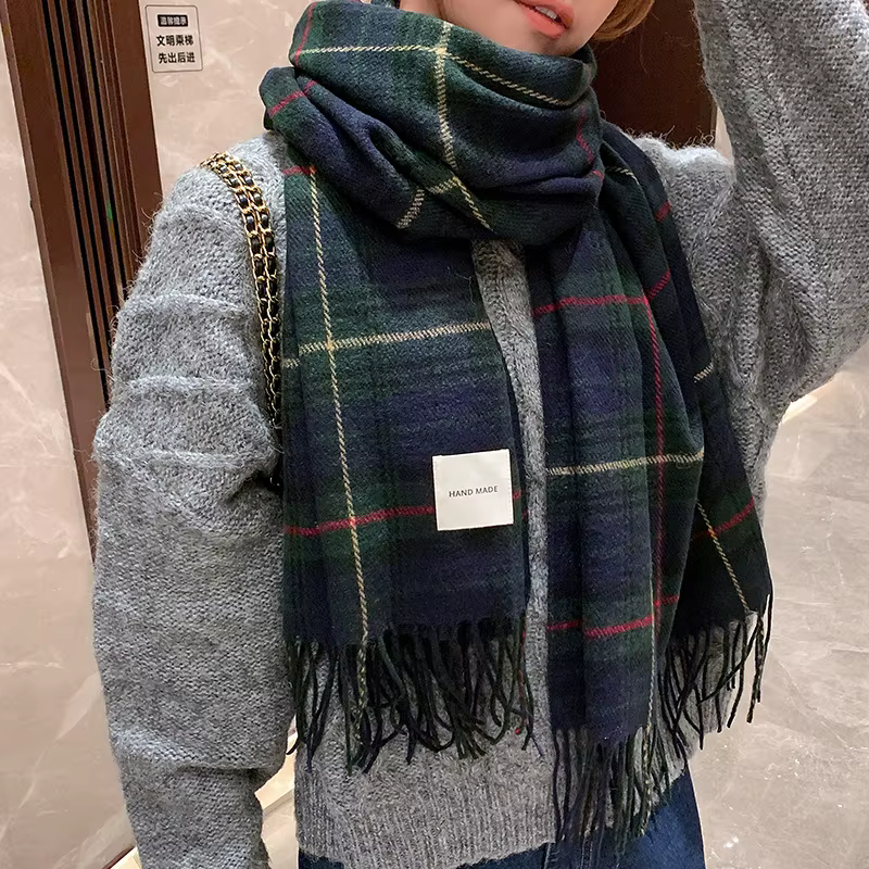 Écharpe d'hiver à carreaux pour femmes, écharpes de cou et de tête, écharpes décontractées à la mode