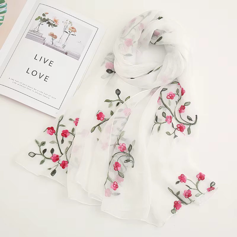 Écharpe en mousseline de soie bohème indienne pour femmes musulmanes, hijab imprimé floral, châle de