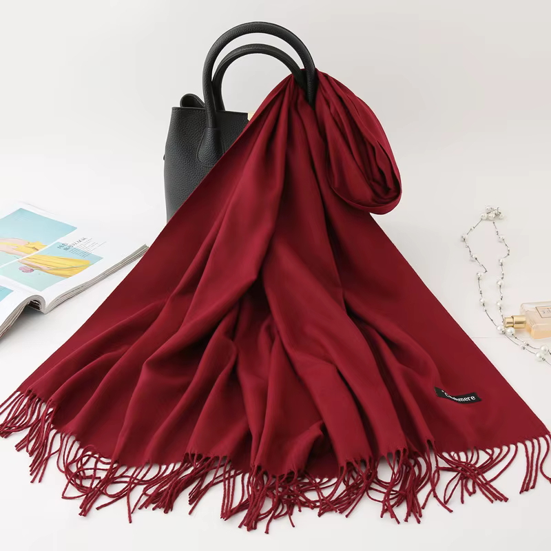 Écharpe Chaude en Cachemire pour Homme et Femme, Châle en Laine, Pashmina, Couverture Épaisse, Hijab