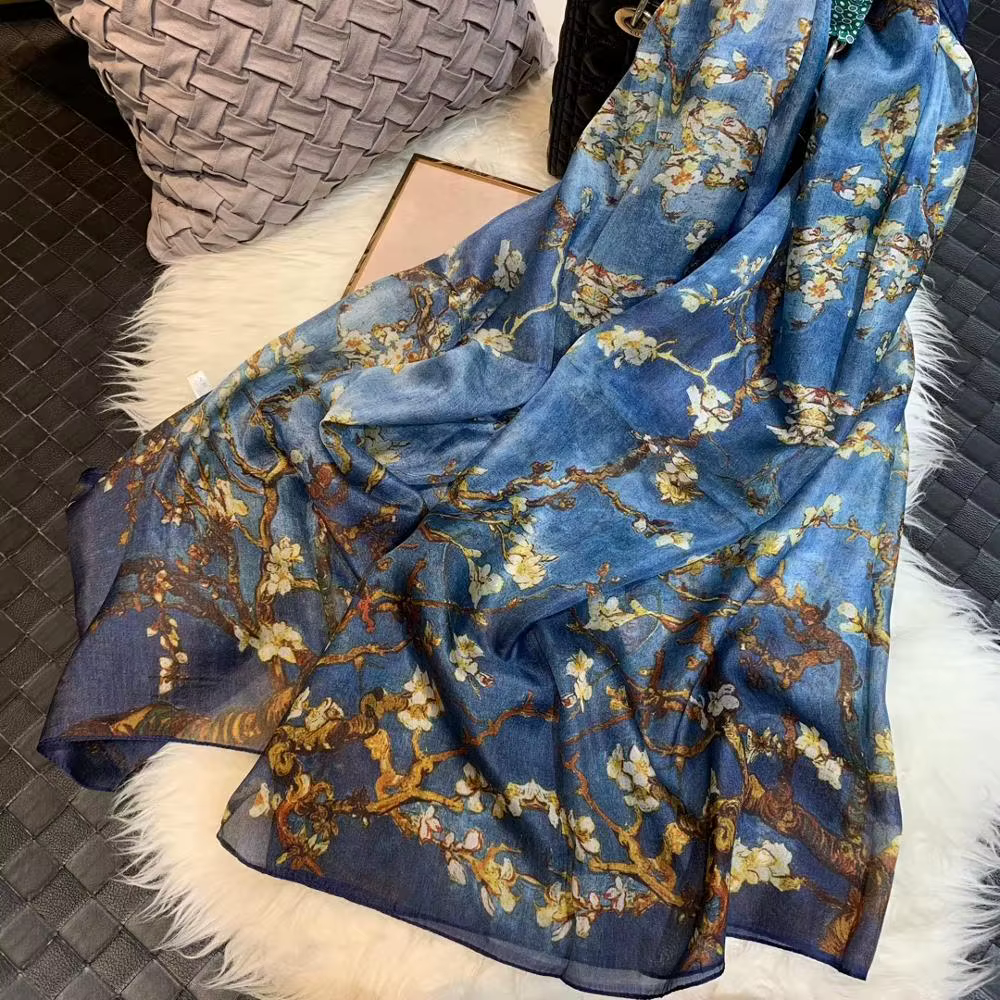 BYSIFA – foulard en soie ultraléger pour femme, écharpe longue de marque, nouveau Design, motif dent