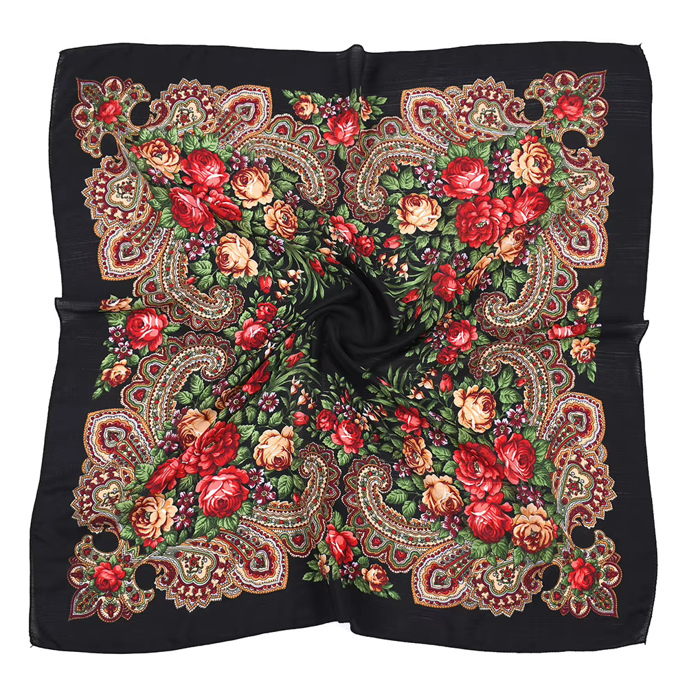 Écharpe florale rétro russe, style ethnique, petit foulard carré, mouchoir pour dames, écharpe de sa