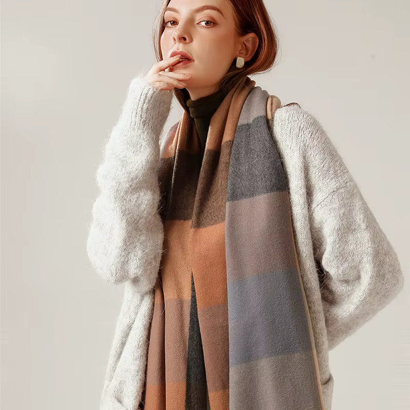 2024 Designer tricoté printemps hiver femmes écharpe plaid chaud cachemire foulards châle marque de 