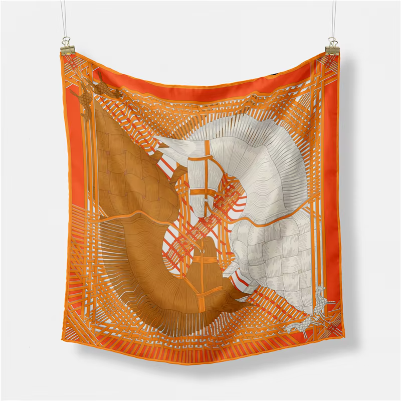 Foulard carré imprimé double cheval pour femme, foulards Twill Injplanchers f, enveloppes bandana, p