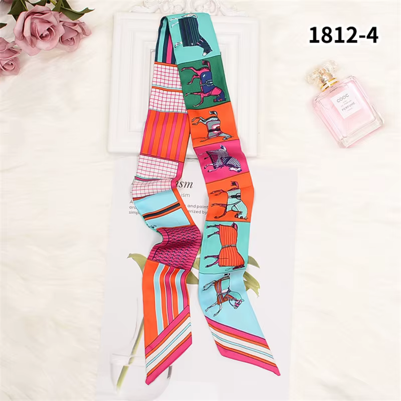 Foulard de sac imprimé cheval pour femmes, petit Foulard en soie slim, marque de luxe, cravate, foul