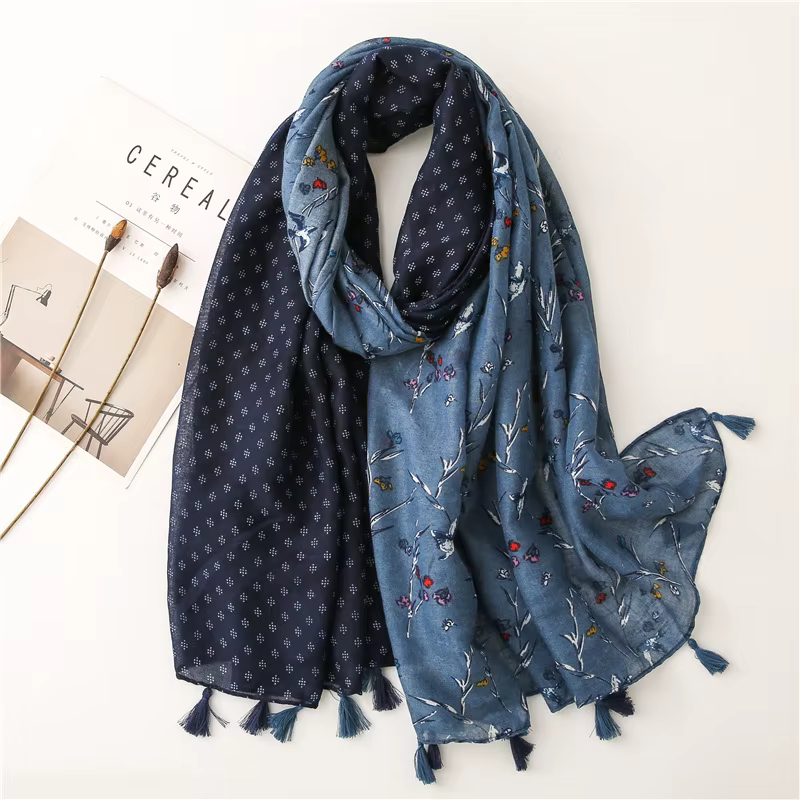 Foulard imprimé fleur pour femme, Hijab, Châles doux, Wraps, Tessale, Designer, Pashmina, Bandana, É