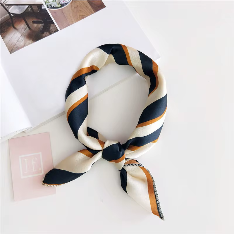 Foulard carré en Satin de soie pour femmes, bandeau d'attache pour cheveux, pour fête d'affaires, él