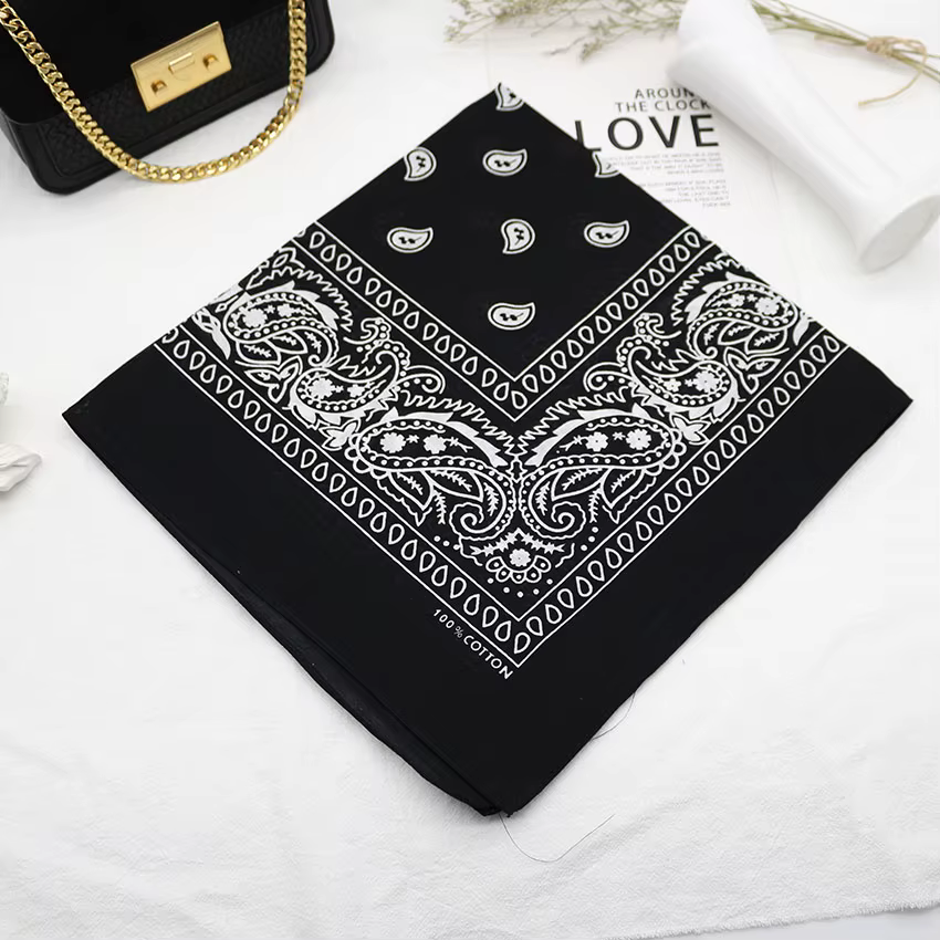 Foulard Bandana carré 100% coton, mouchoir carré Hip Hop Sport Paisley vélo foulard de tête femme fo