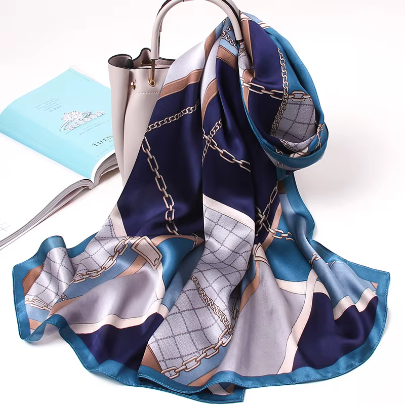 100% foulard en soie femmes longue impression foulard de luxe châles en soie naturelle enveloppes fl