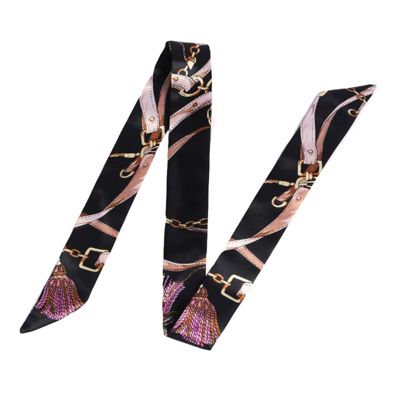 Nouvelle impression fleur petite écharpe pour femmes poignée sac rubans marque mode foulard petites
