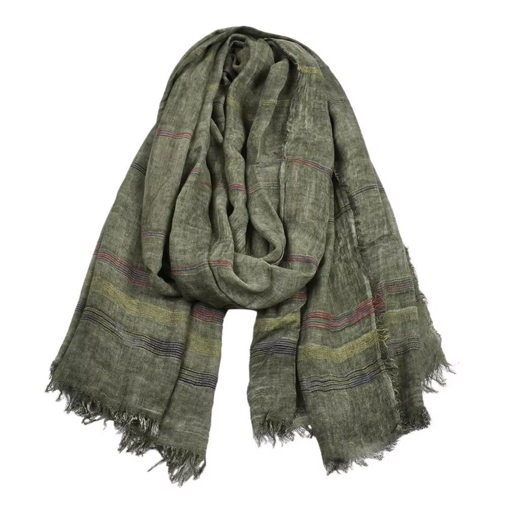 Écharpe en lin de coton japonais coréen pour hommes, écharpes à rayures d'automne et d'hiver, écharp