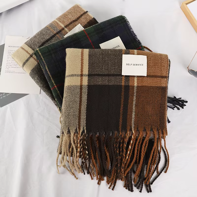 Écharpe d'hiver à carreaux pour femmes, écharpes de cou et de tête, écharpes décontractées à la mode