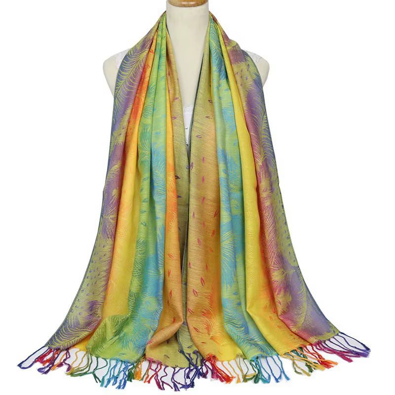 Écharpe en coton jacquard pour femme, pashmina, châle long pompon, écharpe chaude, mode automne et h