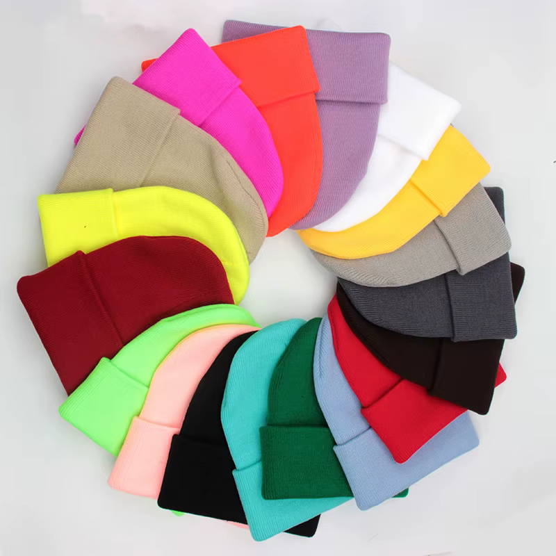 Bonnet unisexe solide automne hiver mélanges de laine doux chaud bonnet tricoté hommes femmes SkullC