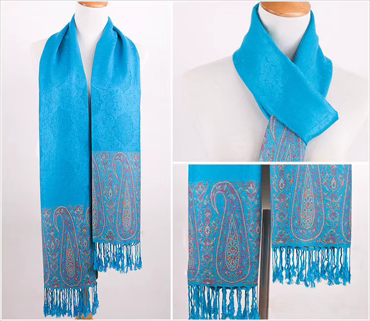 De l'inde écharpe Paisley Tippet surdimensionné ethnique Bufandas 100% coton hiver foulards Turquois