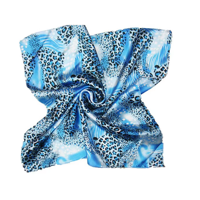 Foulard carré cravate à cheveux mode coréenne imprimé Animal léopard affaires petite tête cou Satin 