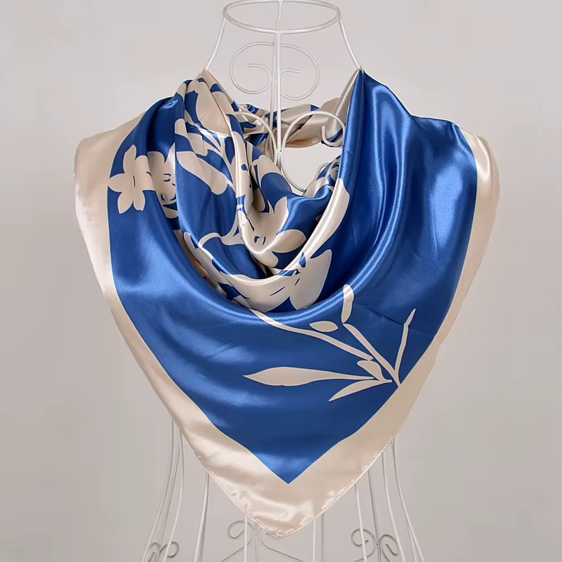 Injplanchers f Châle en polyester beige pour femme, grand carré, écharpes en satin pour femme, hijab