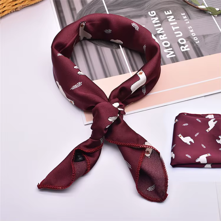 Foulard de cheveux cravate imprimé Animal rouge amour Satin 50 cm petit/carré/soie/cou/anneau/écharp
