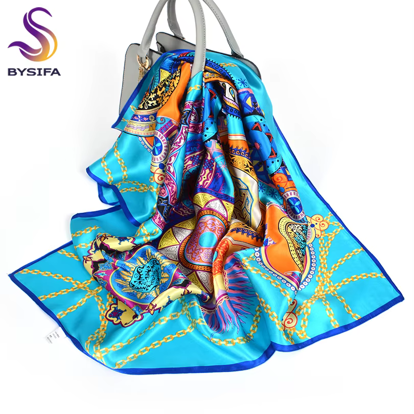 BYSIFA-Écharpe de Marque de Luxe pour Femme, Châle de Printemps, Automne et Hiver, 88x88cm, 100%