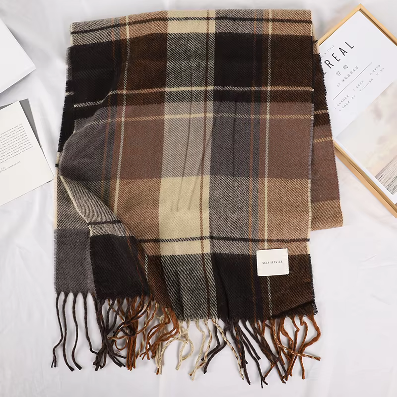 Écharpe d'hiver à carreaux pour femmes, écharpes de cou et de tête, écharpes décontractées à la mode