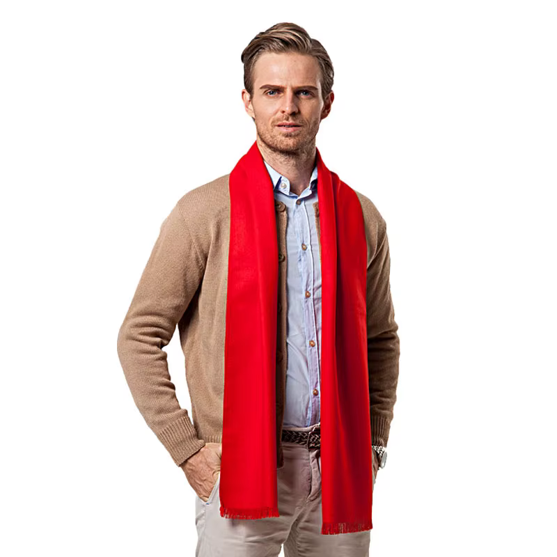 Écharpe monochrome en cachemire pour homme, châle en laine douce, écharpes rouges, marque de luxe, s