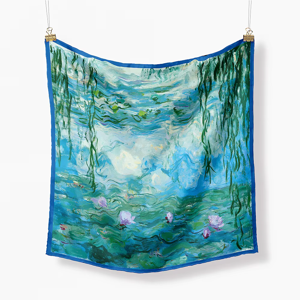 Monet peinture à l'huile sergé 100% foulard en soie mode Bandana femmes écharpe enveloppes 53 cm fou