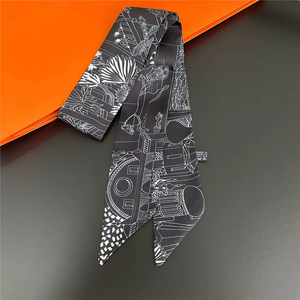 Foulard cheval de marque pour femmes, Design d'été en soie, accessoires pour cheveux, Foulard pour c