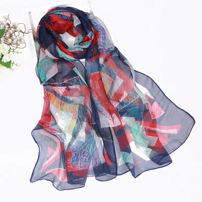 Foulard en mousseline de soie georgette pour femme, écharpe bandana, long châle d'été, élégant, fin
