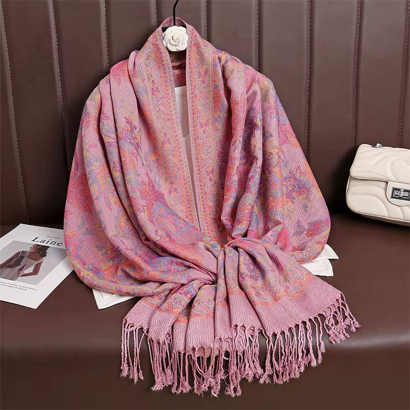 Femmes Paisley écharpe cachemire sentiment Pashmina châles gland Hijab bandeau Femme hiver foulards 
