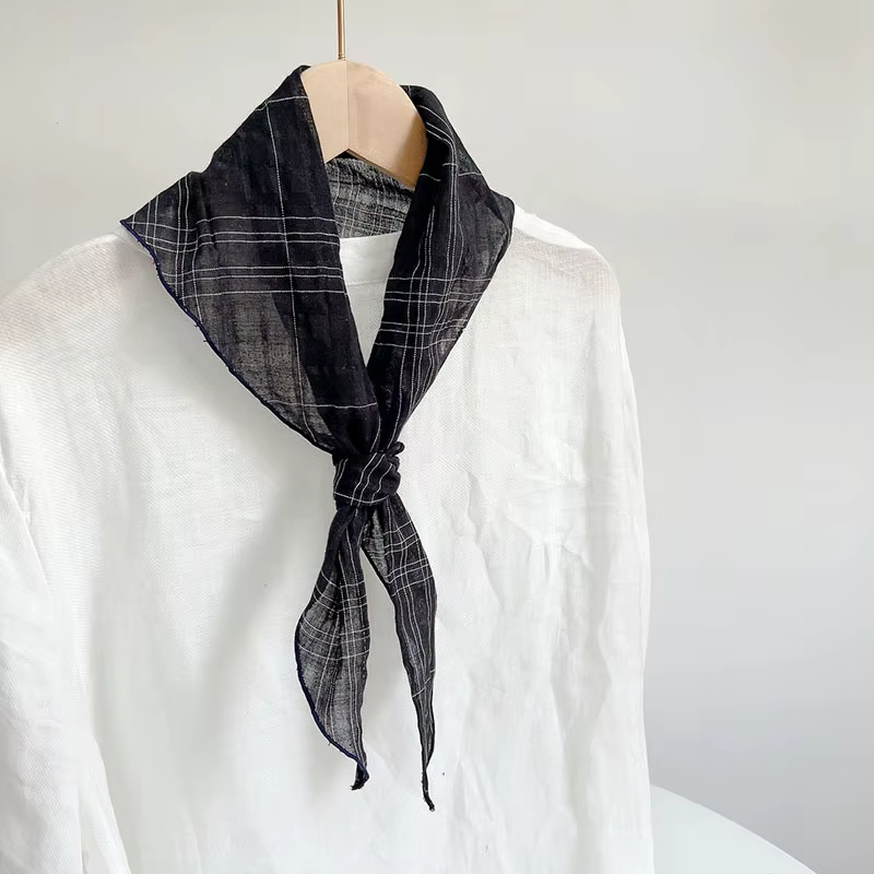 Écharpe triangulaire pour femmes, foulard de la présidence, écharpe de sauna légère à carreaux en co