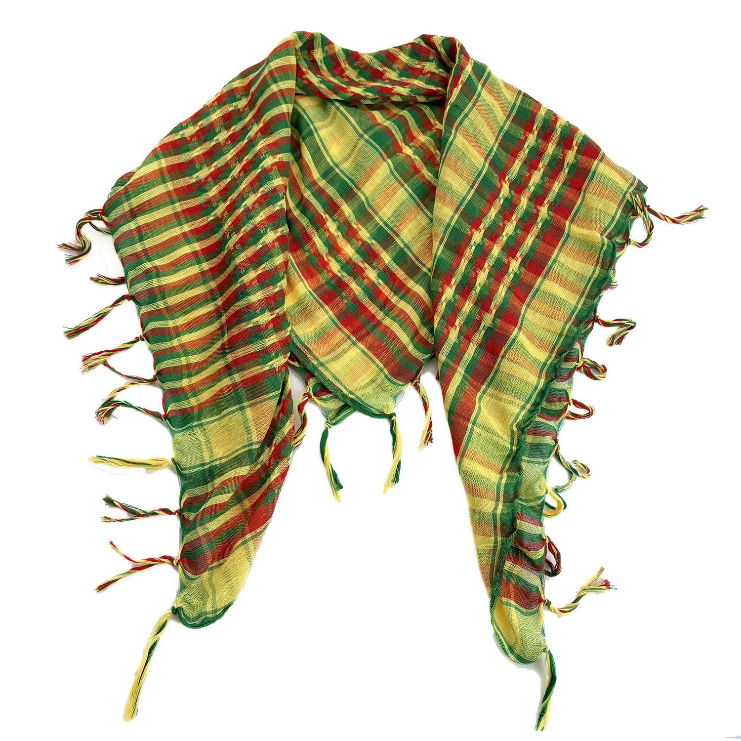 Écharpe Shemagh, Foulard de tête arabe du désert, Keffiyeh à carreaux Rastafari, avec pompons, coupe