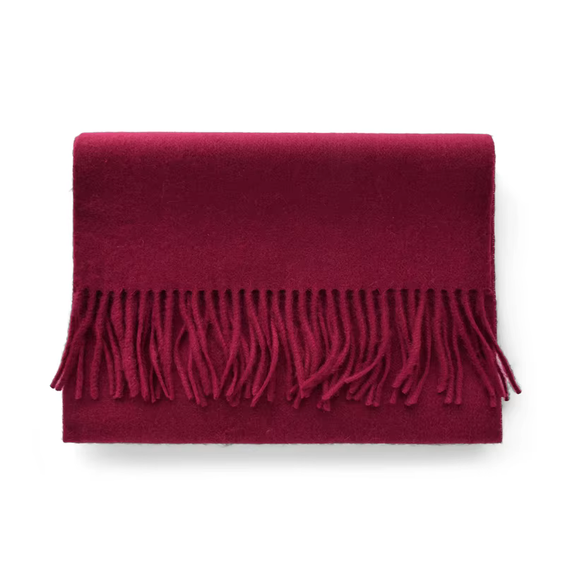 Écharpe en pure laine pour femme, châle fin et chaud, couleur unie, bordeaux, cadeaux de luxe pour d